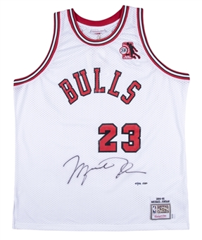 Michael Jordan Signed 1984-85 Chicago Bulls Authentic Mitchell & Ness Rookie Jersey LE (#/123) - 12.5" Signature (UDA)